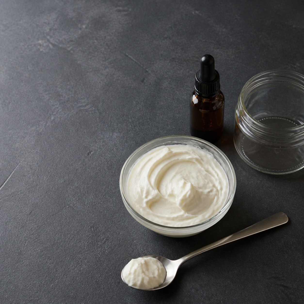 Editorial still life of unbranded tallow skincare products